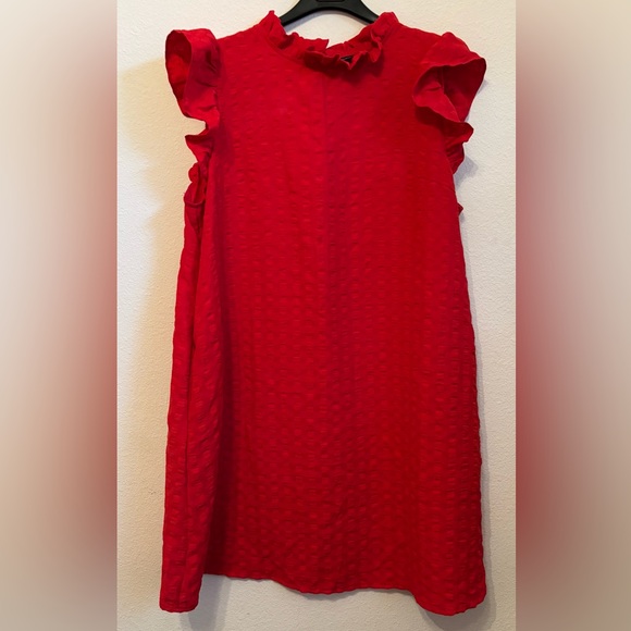 Emery Rose Dresses & Skirts - Emery Rose Charming Red Ruffle Sleeve Dress Size 1XL